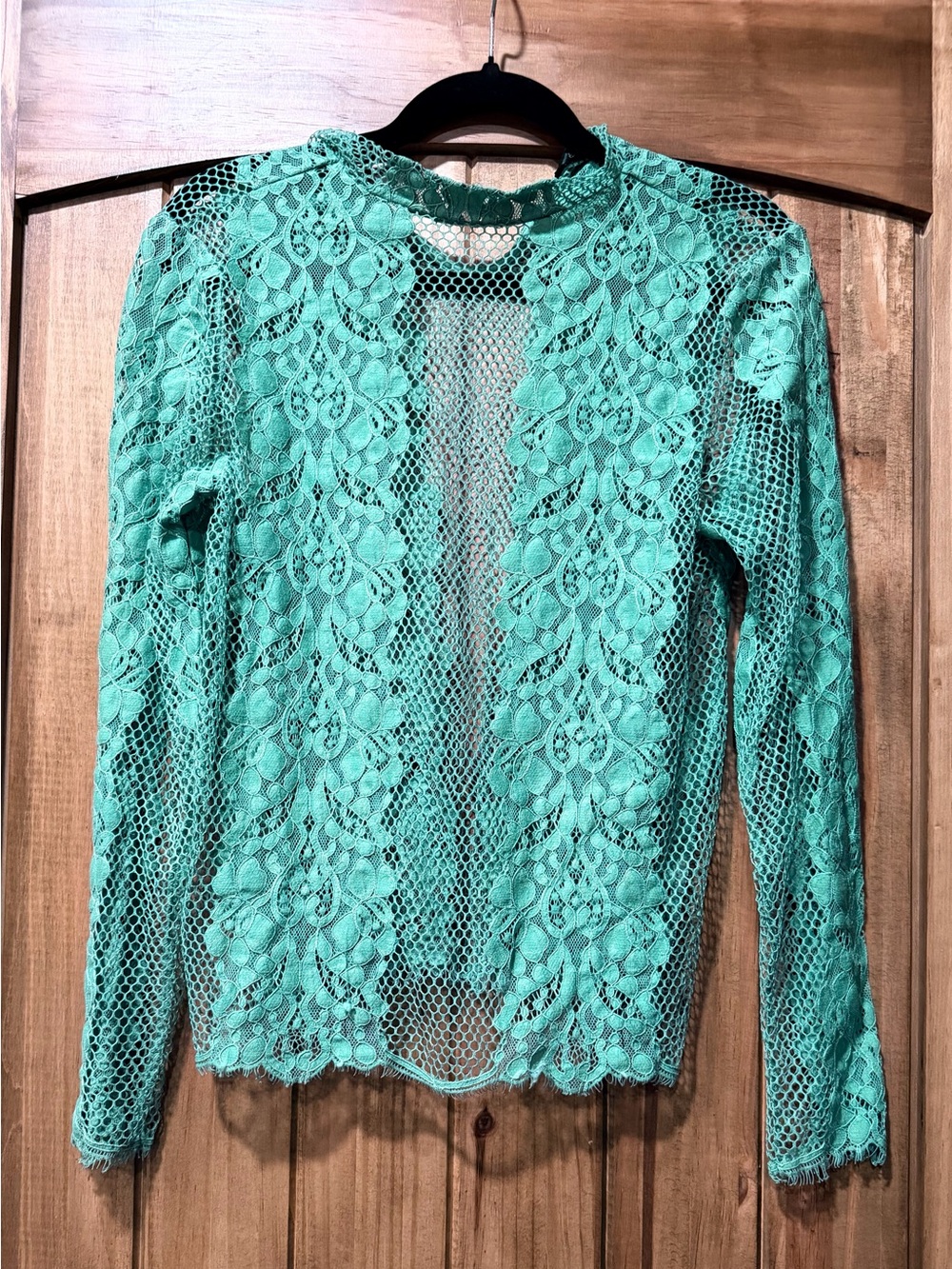 BKE Boutique Lace Sheer Mesh Floral Top